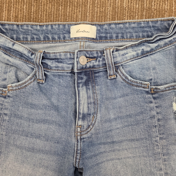 KanCan Light Blue Straight Leg Jeans with Frayed Hem - Picture 5 of 6